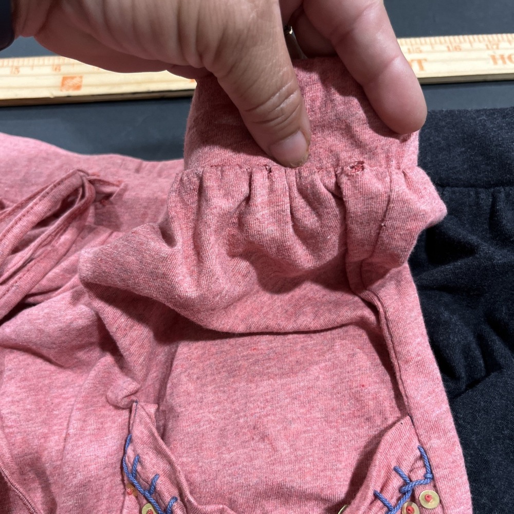 2- Double D RanchShort Pull On Skirts Pink & Gray Embroidered Sz Med Tie Waist - Picture 10 of 16